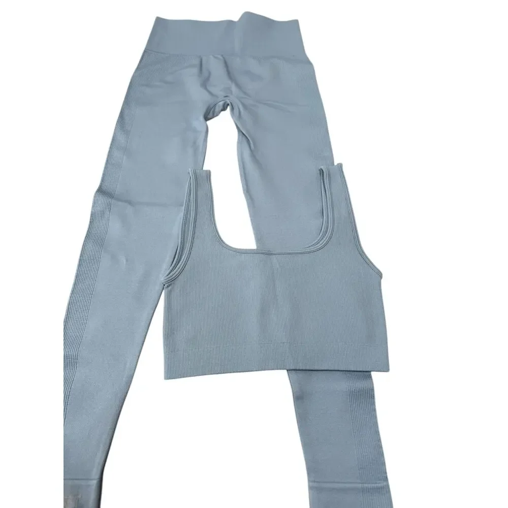 SET Active 2 Piece Set Ribbed Box Bra Top and Canyon Hi Rise Legging Sculptflex